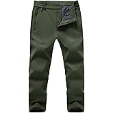 TBMPOY Men's Snow Ski Hiking Pants Fleece Lined Waterproof Winter Pant Softshell Camping Travel Ice Fishing Hunting Pant