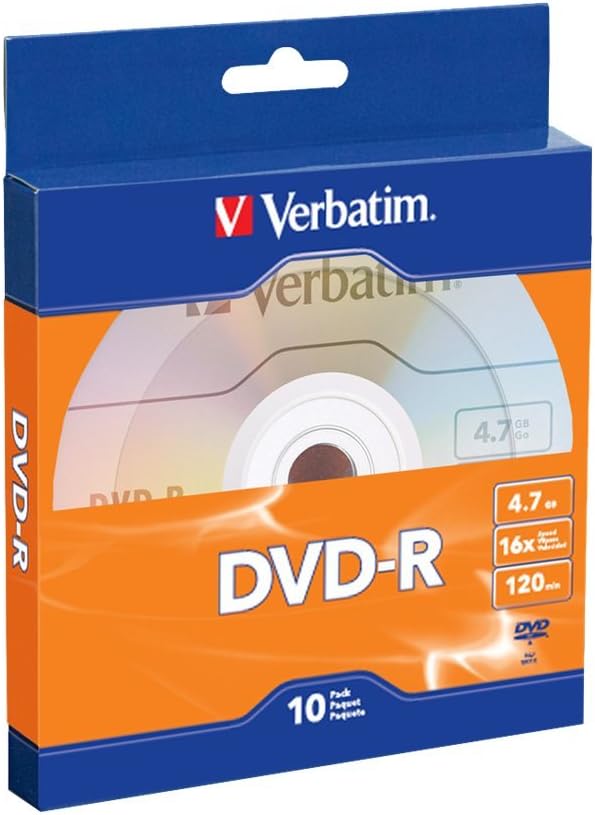 Verbatim DVD-R 4.7GB 16x Recordable Media Disc - 10 Disc Box, Blue/Orange - 97957
