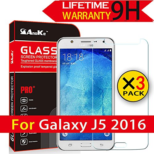 Galaxy j5 2016 glass screen protector, [3 pack] anoke(0…
