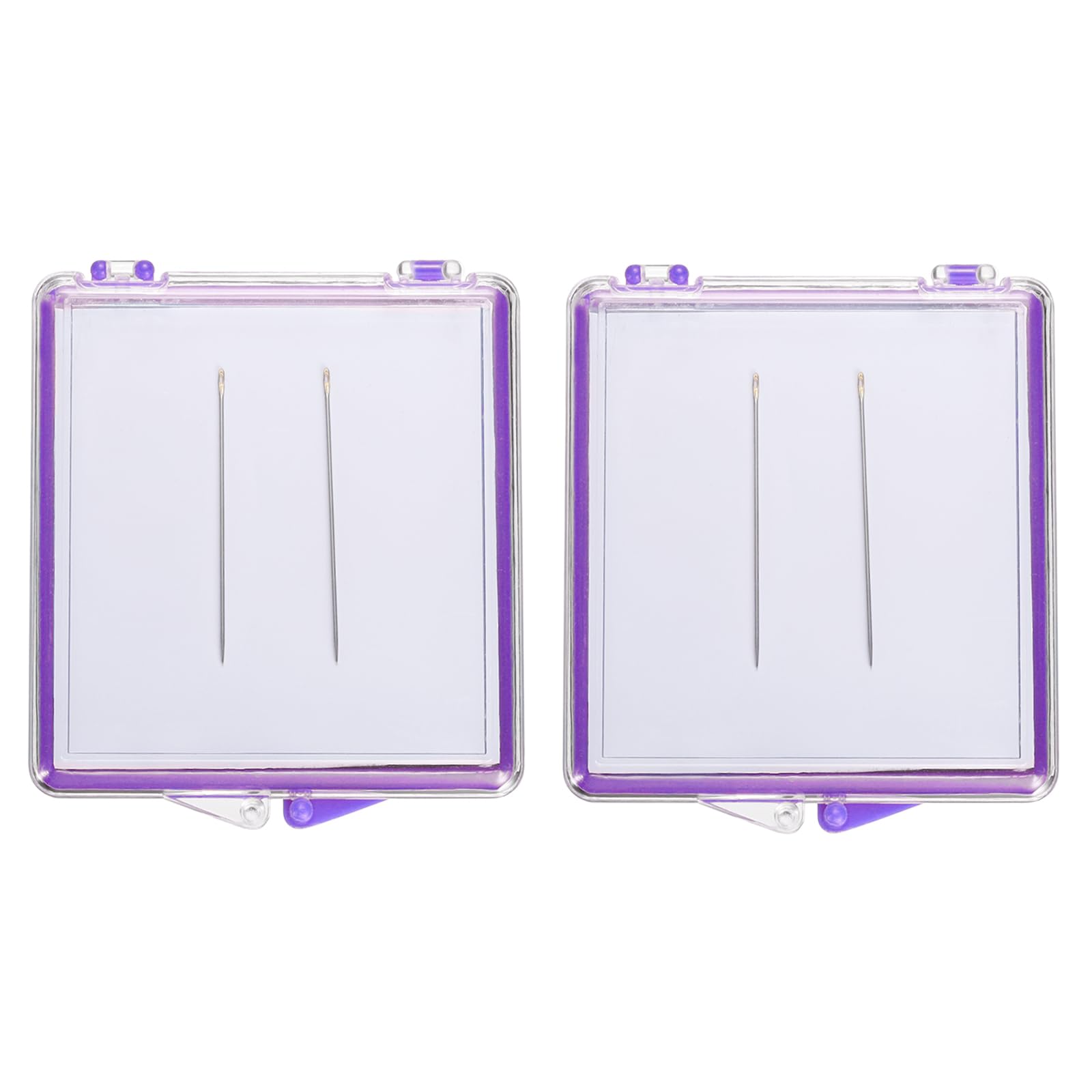 PATIKIL Magnetic Needle Storage Case, 2 Pcs Plastic Portable Sewing Pin Keeper Needle Organizer Box Container for Embroidery Knitting Stitching, Purple