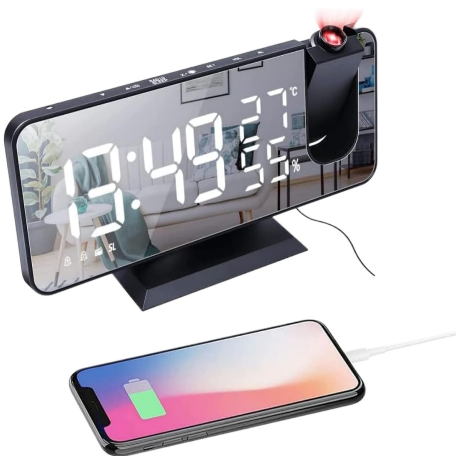 Petilleur Projection Alarm Clock for Bedroom
