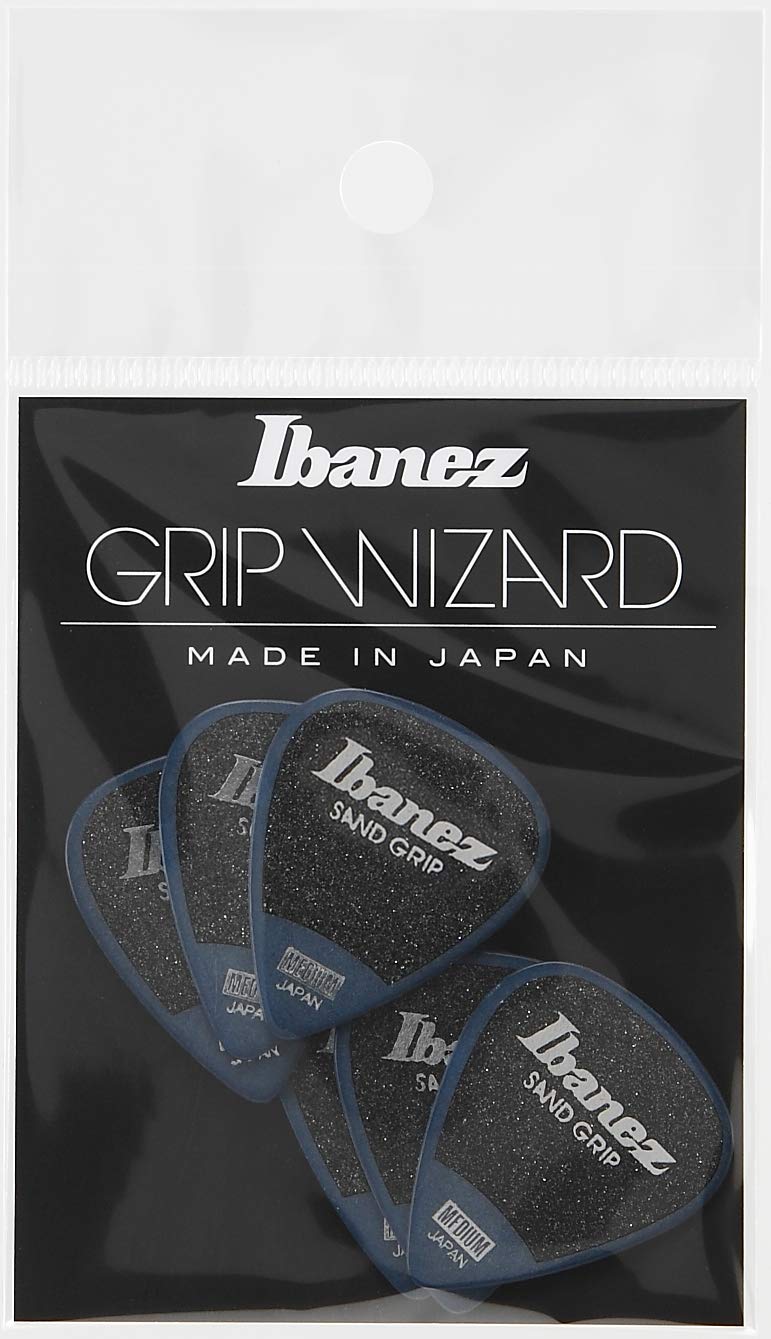 IBANEZ Grip Wizard Series Sand Grip Flat Pick - Blue Pack of 6 (PPA14MSG-DB)