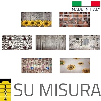 Tappeto Passatoia Cucina Lavabile Spugna Antiscivolo Taglio 10 Cm Su Misura Sassi Rosso