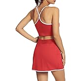 M MOTEEPI Two Piece Tennis Skirt Sets Athletic 2 Piece Workout Sets for Women with Pockets