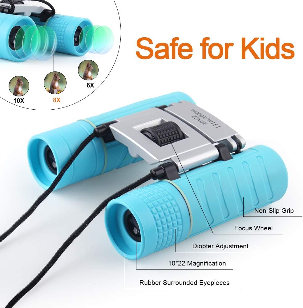 UUSTAR Toys/Gifts for 3-12 Year Old Boys, Binocular for Kids 10x22 High-Resolution Compact Shockproof Folding Mini Telescope for Bird Watching, Travel, Camping: Camera & Photo