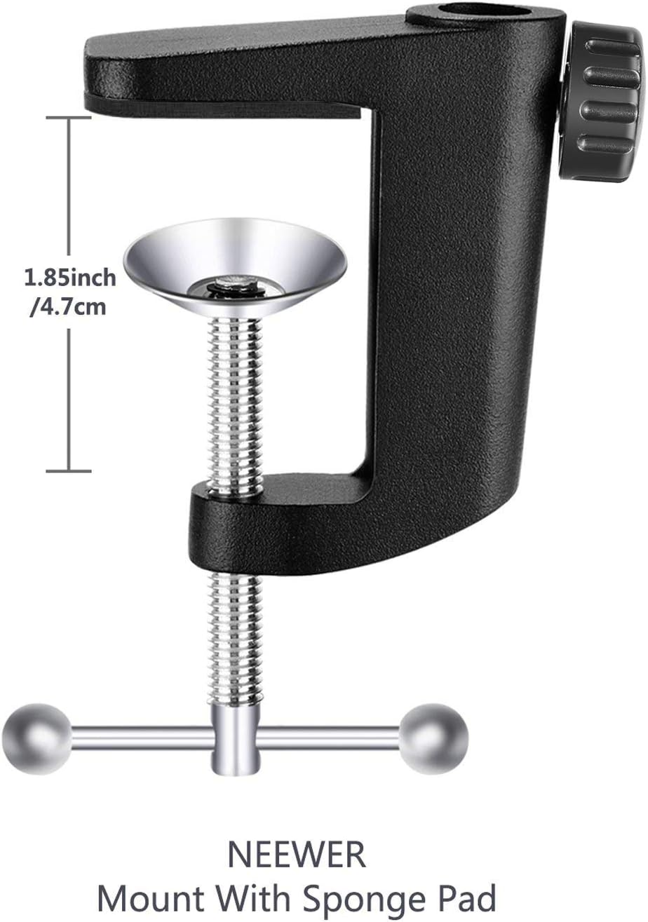 Neewer USB Microphone with Suspension Scissor Arm Stand, Shock Mount, Monitor Headphone, Pop Filter, USB Cable and Table Mounting Clamp Kit for Sound Recording for Windows and Mac (Blue/Silver): Musical Instruments