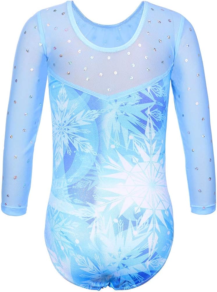 TFJH E Kids Little Girls' One Piece Sparkly Gymnastics Leotard Practice Outfits: Clothing