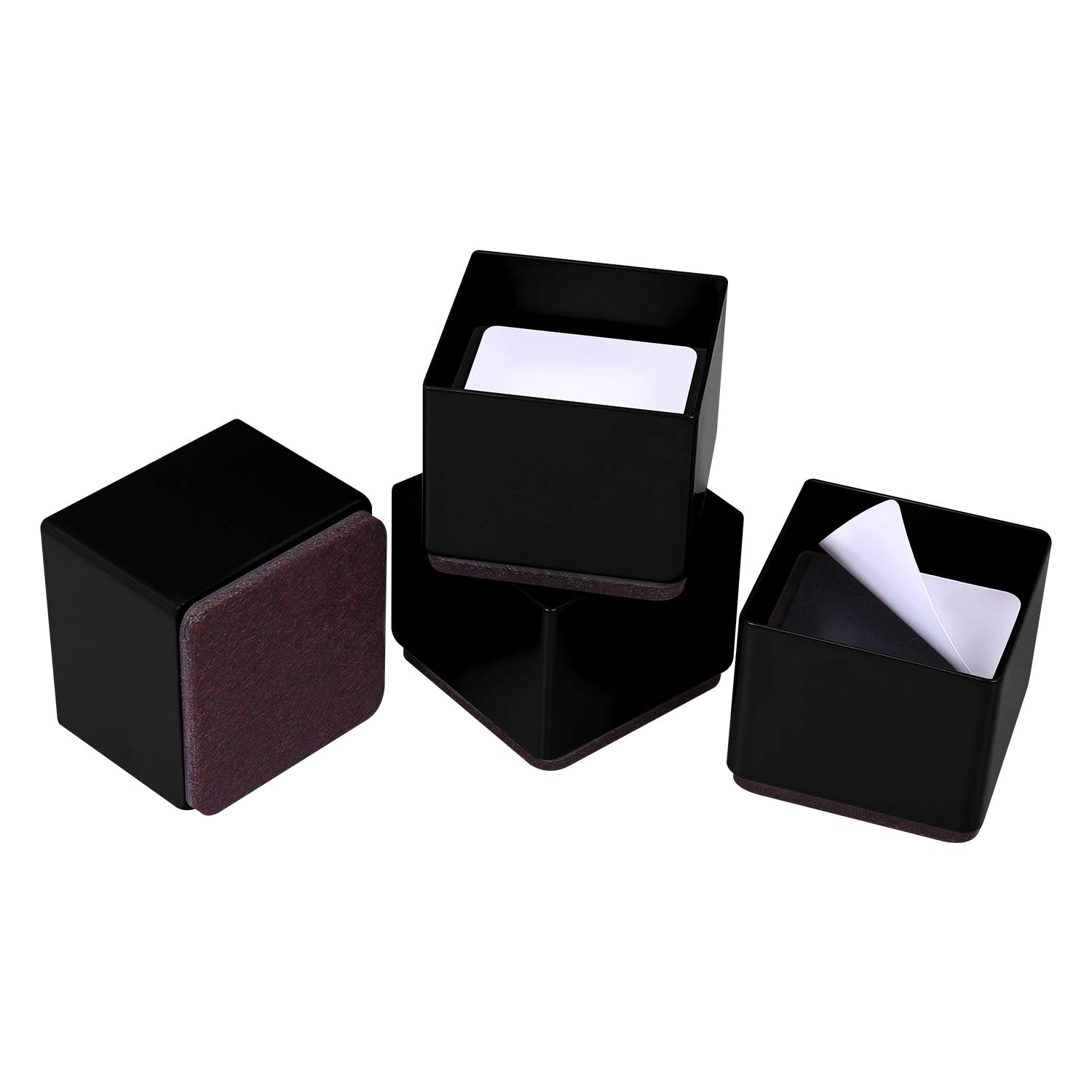 Ezprotekt Bed Risers Heavy Duty Furniture Risers for Sofa Table Couch Lift Height of 1.2 Inches, Bottom Pad Protect Floors, Solid Steel Offer Strong Support, Set of 4 (Black, Square) — image 1