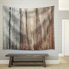 Wood Texture. Background Old Panels - Fabric Wall Tapestry Home Decor - 51x60 inches