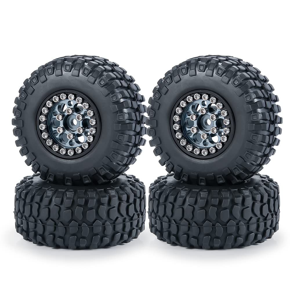 ZuoLan 4pcs 1 inch RC Rim Beadlock Wheel Rims 50 mm Rubber Tires for All 1:24 Axial SCX24 AXI90081 Deadbolt AXI0001-AXI0006 RC Crawler Car Upgrades Accessories