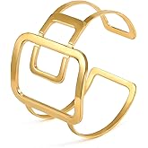 PLTGOOD Gold Bracelets For Women Open Chunky Gold Bracelet Curve Cuff Bracelets For Women Adjustable Cuff Bangle Bracelet
