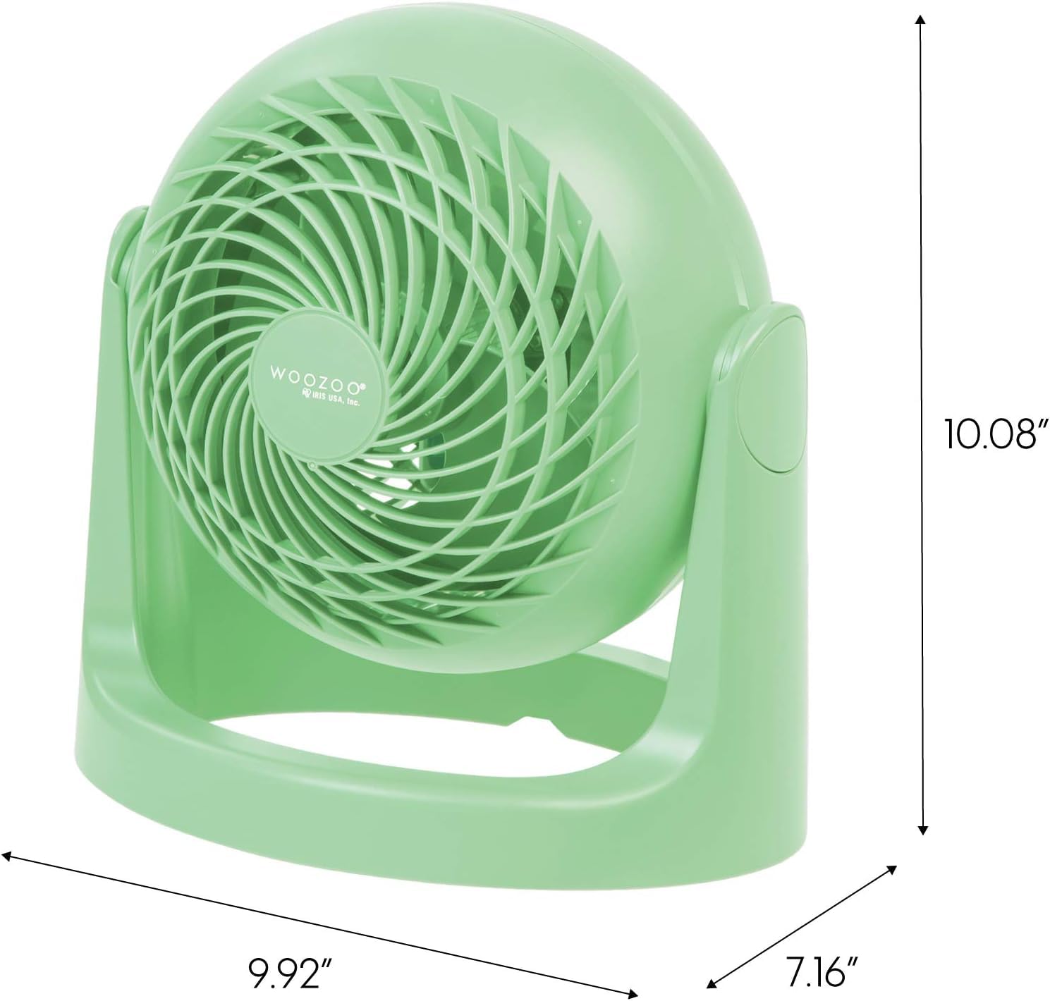 IRIS USA WOOZOO Desk Fan, Oscillating Table Air Circulator, 3 Speeds, 52ft Max Air Distance, 360° Adjustable Tilt, 30db Low Noise Motor, Small Fan for Bedroom, Office, Dorm, Green