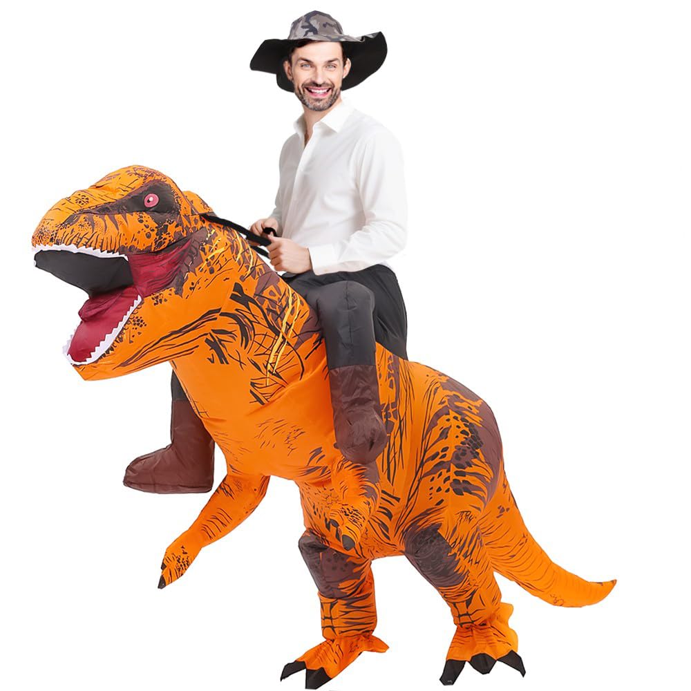 Rafalacy Dinosaur Costume for Adult Inflatable Riding T Rex Costume Funny Halloween Dino Air Blow up Party Costume