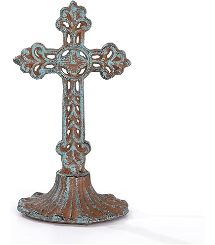 Amazon.com: Retrome 12”H Gold Iron Standing Cross Decor for Table