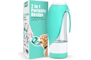 Uppetly Dog Water Bottle, Portable Pet Water Bottle with Food Container and Drinking Feeder, Leak Proof, BPA-Free, Foldable Puppy Water Cup Dispenser for Outdoor Walking, Travel, Hiking 12OZ