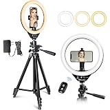 UBeesize 10’’ LED Ring Light with Stand and Phone Holder, Selfie Halo Light for Photography/Makeup/Vlogging/Live Streaming, Compatible with Phones and Cameras (2020 Version)