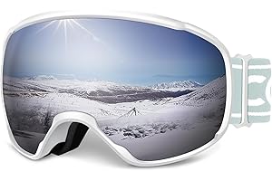 COOLOO Ski Goggles, OTG Snow Goggles for Adult Men Women Youth, Snowboard Goggles Over Glasses, Anti-fog, UV Protection