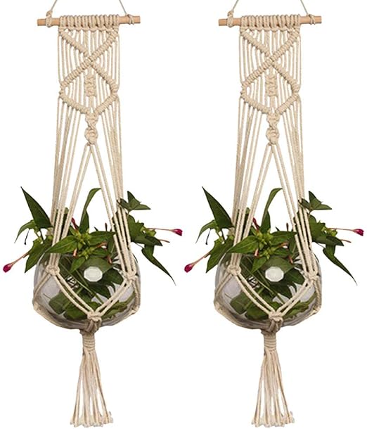 KUMOPYU Colgador para Plantas Interior Al Aire Libre Tejido A Mano ...