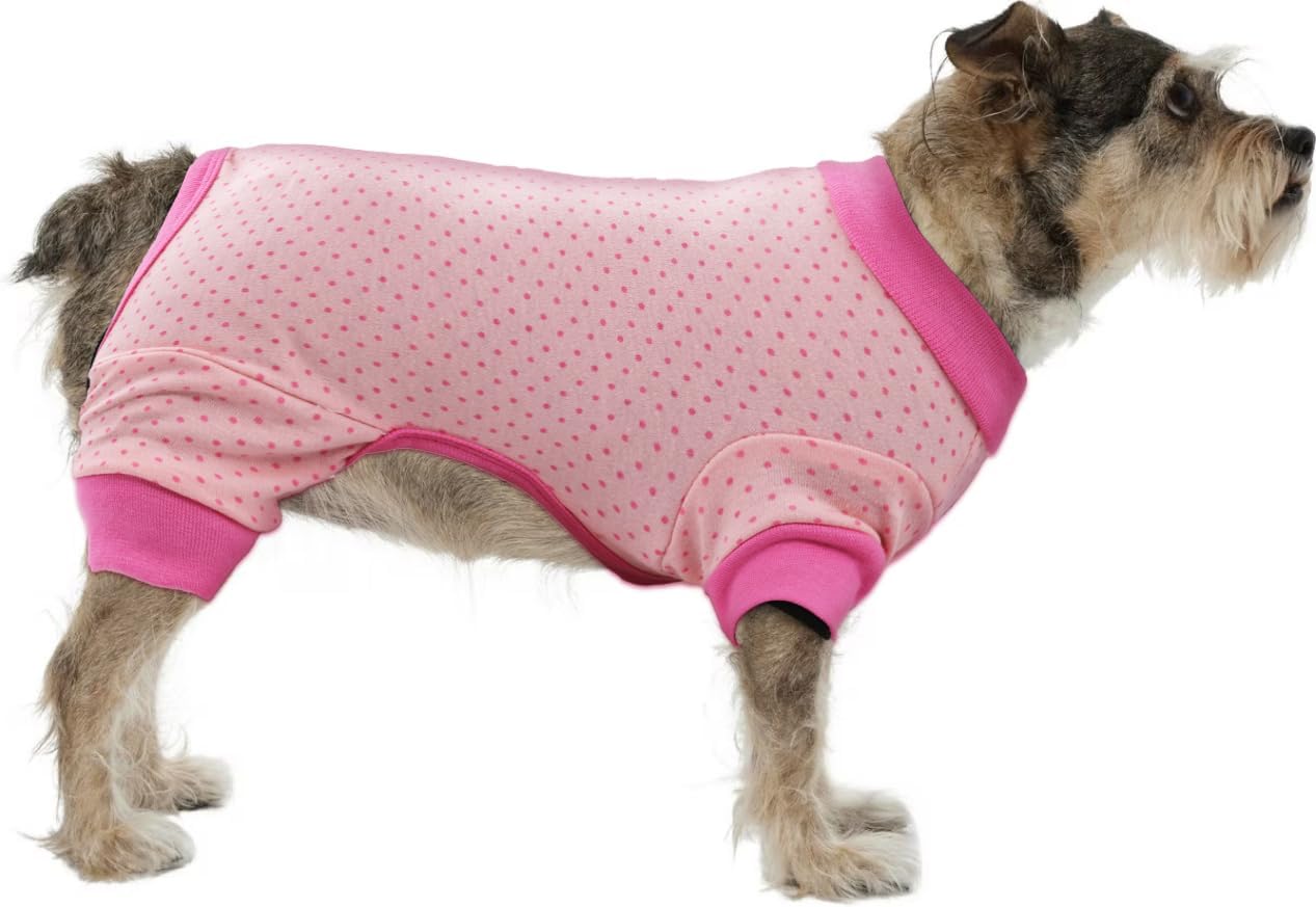 Small Dog Clothes, Elastic Pet Onesie Clothes Anti-hair Anti Licking, Wound Protection Pet Pajamas PJS Dog Jumpsuit For Small Medium Dogs Female Male, XS, Pink