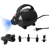 Electric Pump for Inflatables, Quick-Fill Air Mattress Pump for Air Bed Pool Toy Raft Boat, AC 110-120V Inflator,Electric Air Pump with 4 Nozzles, Black