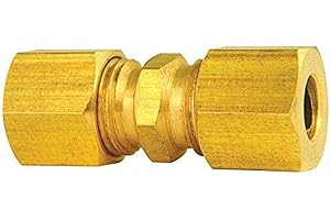 4LIFETIMELINES Brass Brake Line Compression Union Fittings - 1/4 Inch, Set of 10, Premium Quality Compression Fittings for Automotive - Dependable Brass Unions Ensure Leakproof Connection