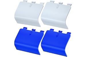 L LENDOUBLE Battery Cover for Xbox Core Controller, Replacement Back Door Lid for Xbox Series X/S, Battery Caps Shell Repair Part for Wireless Controller Remote Pack of 4 (Blue +White)