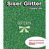 Siser Glitter Iron On Heat Transfer Vinyl 12 Inches (Grass Green, 1 Yard)