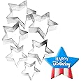 6 Pieces Star Cookie Cutters, 3D Christmas Tree Cookie Cutter Set, 4th of July Cookie Cutters, Assorted Sizes Stainless Steel