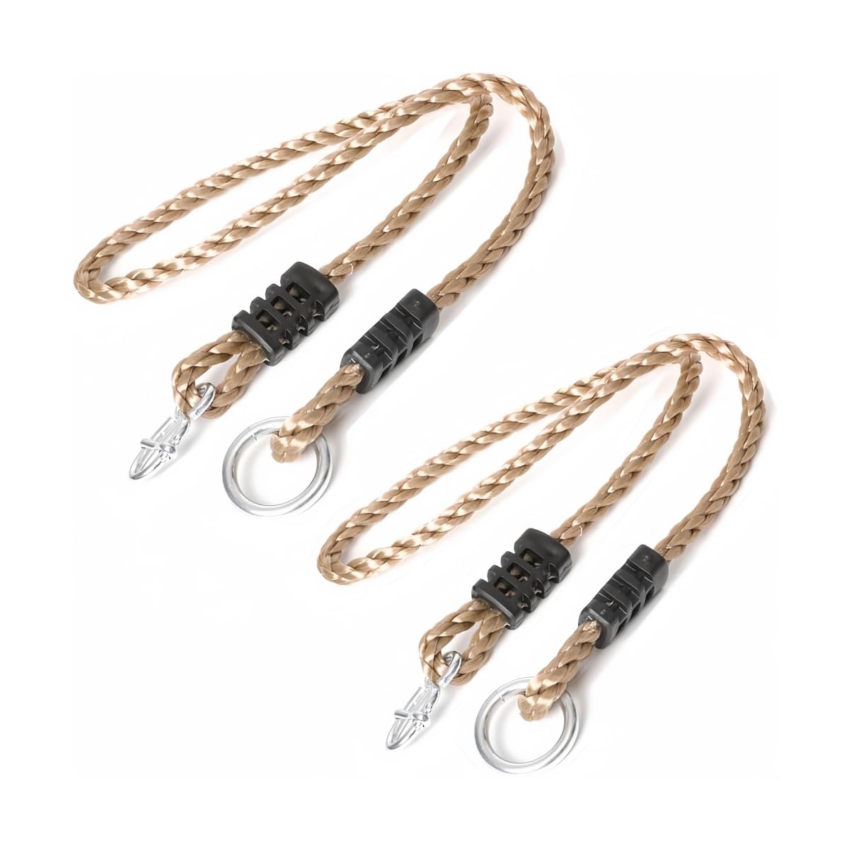 Ymeibe Set of 2 Tree Swing Nylon Ropes Indoor Outdoor Hammock Swinging Chair Straps Hanging Kit for Adjustment or Extension - Holds 700 lbs (40 inch, Brown)