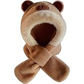 OULIGET Hooded Scarf Hat for Women Winter,Cute Plush Capybara Thick Warm Hat,Bear Ears Plush Faux Fur 2-in-1 Set