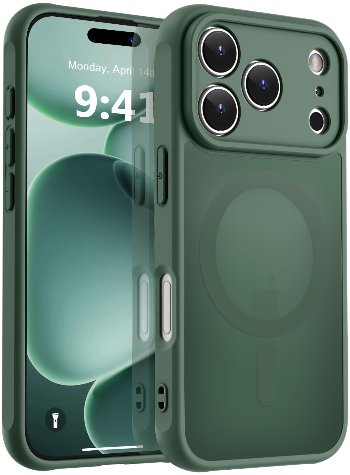 Photo 1 of MOCCA Magnetic for iPhone 17 Pro Max Case, (Compatible with Magsafe) (16FT Military Grade Protection) Full Camera Protection Anti-Fingerprint Slim Translucent Matte Phone Cover 6.9",Midnight Green