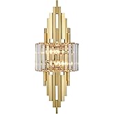 TENGIANTS Modern Wall Sconces 2-Light Brushed Gold Wall Sconces Crystal Wall Light for Living Room Bedside Stairway Hallway