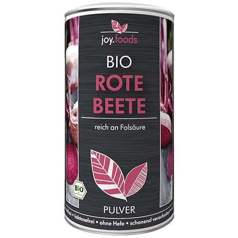 joy.foods Bio Rote Bete Pulver, reich an Folsäure, Superfood aus Deutschland, laborgeprüfte Qualität, 250 g