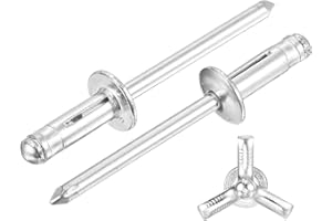 uxcell 50Pcs 3/16"x1/2" Aluminum Round Head Tri Grip Rivets, Tri Grip Rivets Assortment Bulb Style Rivets for DIY, Sheet Meta