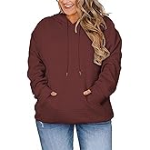DOLNINE Plus Size Hoodies for Women Casual Long Sleeve Sweatshirts Drawstring Pullover Tops with Pocket