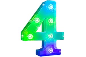 GLINTEE Decorative Led Light Up Number, Light Up Number Sign for Night Light Wedding Birthday Party Christmas Home Bar Decoration Number-(Number 4)