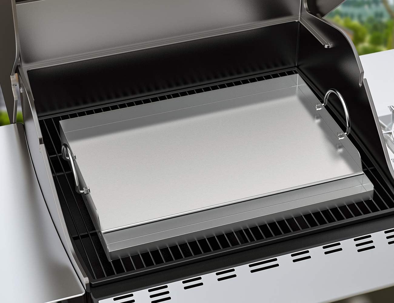 only fire Universal Stainless Steel Rectangular Griddle for Gas BBQ Grills, 23" x 16" : Garden & Outdoor