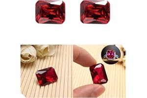 Acxico 2Pcs Exquisite Plgeon Blood Red Ruby Emerald Cut Loose Gemstone Gifts