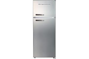 Frigidaire EFR753, 2 Door Apartment Size Refrigerator with Freezer, Retro Chrome Handle, 7.5 cu ft, Platinum Series, Stainless steel, 7.5
