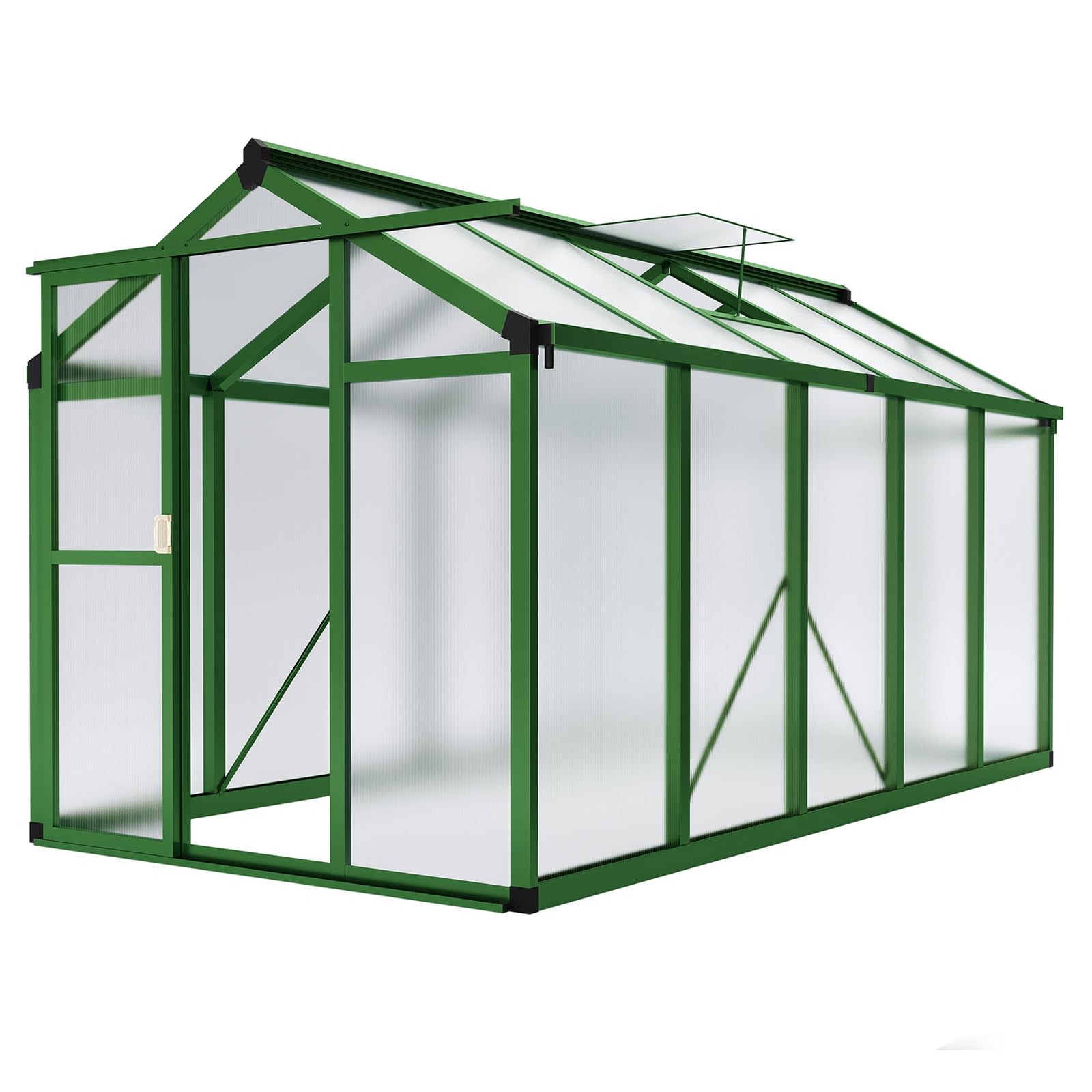 Photo 1 of 6x10 FT Greenhouse, Large Aluminum Greenhouses for Outdoors, Heavy Duty Polycarbonate Greenhouse with Roof Vent, Walk-in Green Houses for Winter Garden, Backyard, Patio, Lawn, Easy Assembly