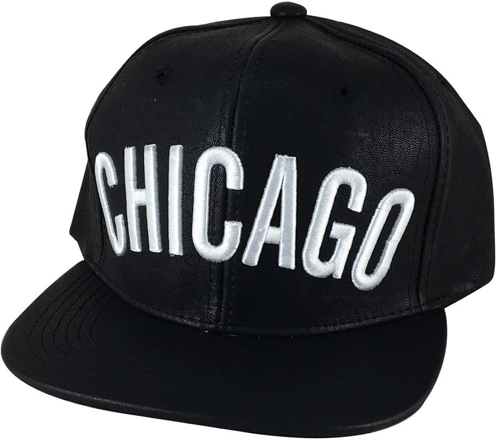 black leather snapback hat