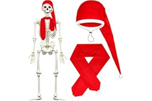 Niuyhe 12 Foot Skeleton Christmas Outfit, Giant Santa Claus Costume Set with Hat and Scarf, Garden Lawn Decor Accessory