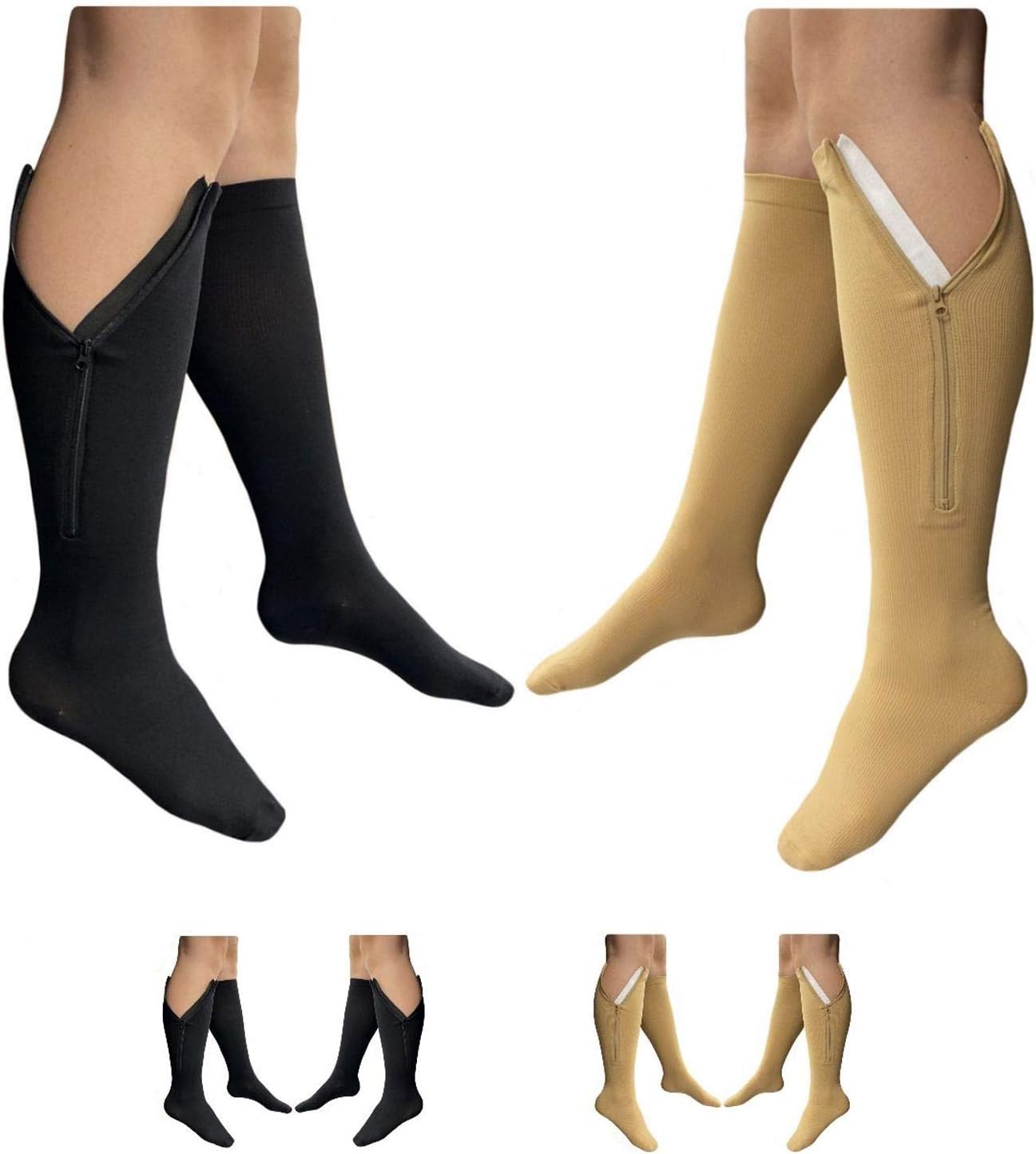 HealthyNees Closed Toe 20-30 mmHg Zipper Compression Leg Calf Circulation Socks