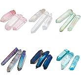 OLYCRAFT 18Pcs Natural Quartz Crystal Points 6 Colors Quartz Crystal Points 1mm Hole Natural Quartzs Crystals Beads Electroplated Crystals Point Loose Beads for Jewelry Making DIY Crafts Necklace