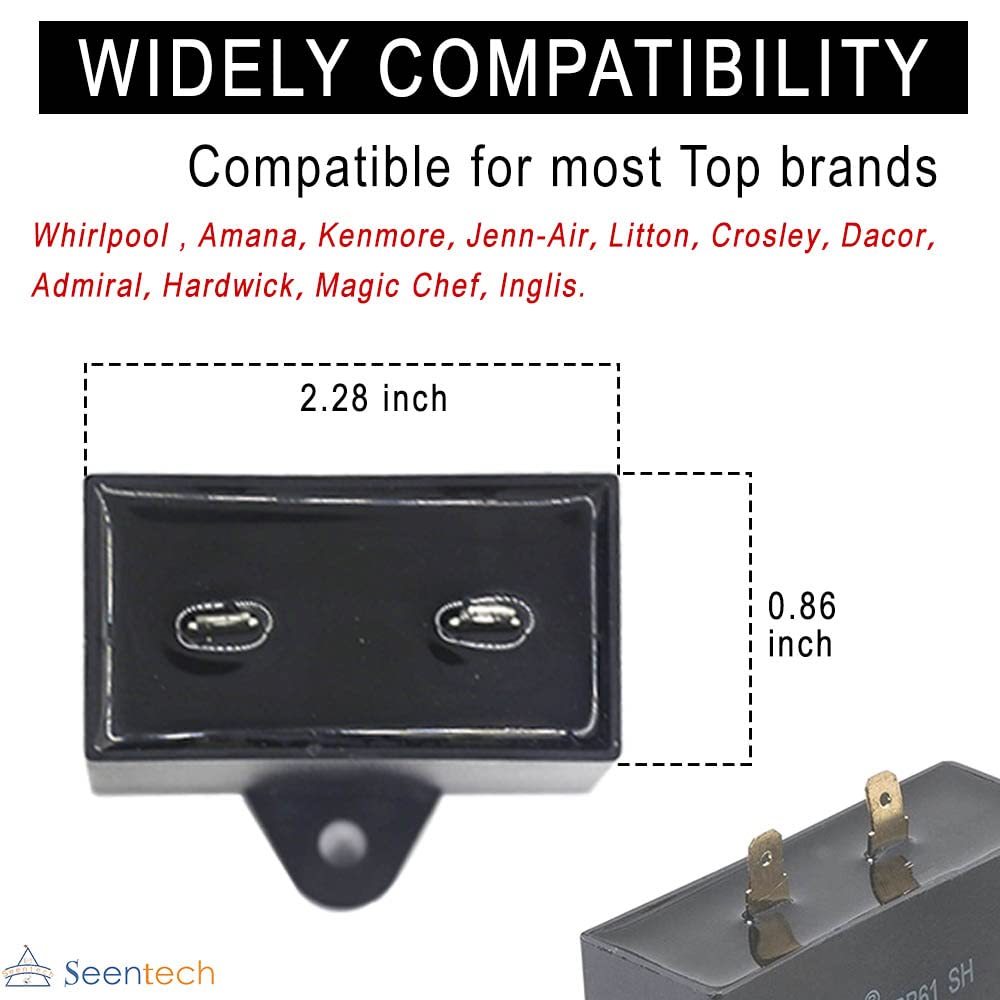 W10613606 Refrigerator Compressor Start Relay and Capacitor by Seentech - Compatible with Whirlpool, Kenmore, fridges. Replace Part Number: W10416065, PS8746522, 67003186 (1 Pack)
