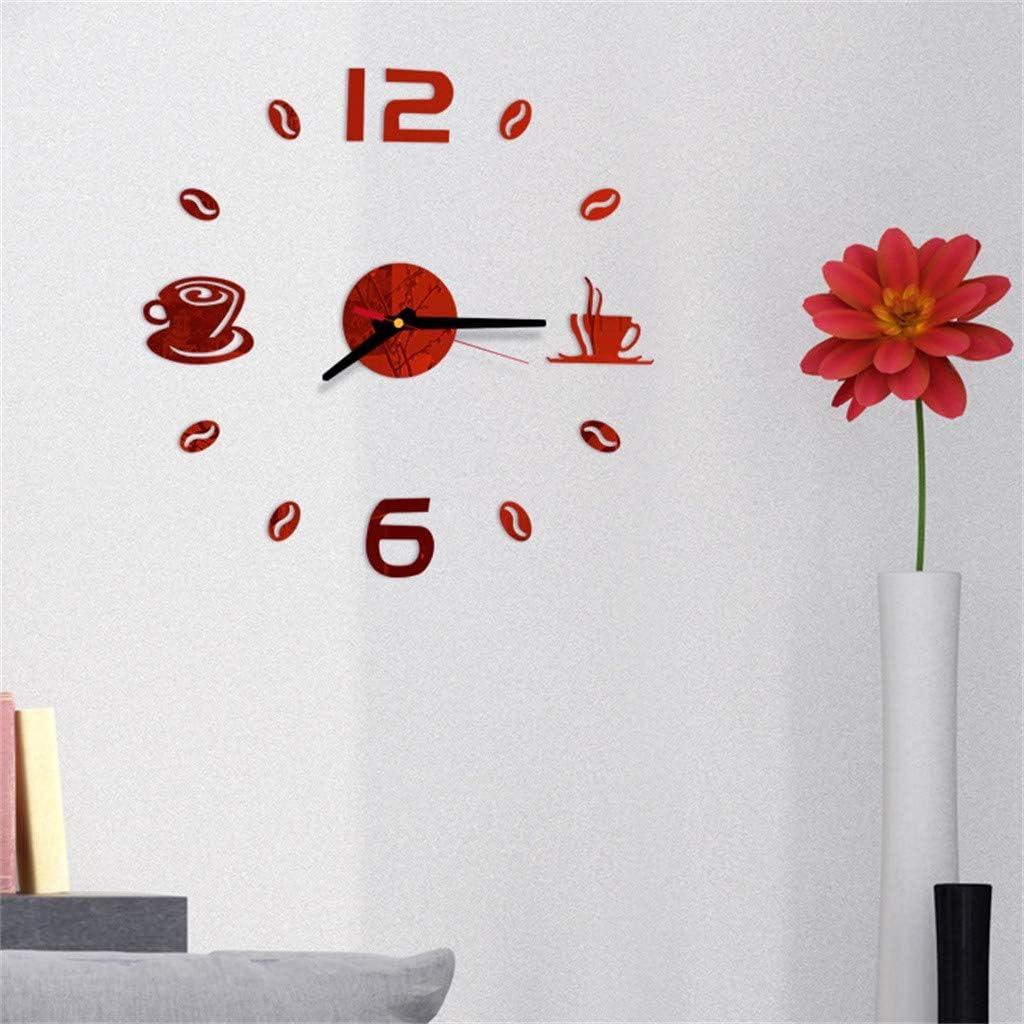 Frameless Mute DIY Wall Clock 3D Mirror Surface Sticker Home Office Decor Clock Modern Letter