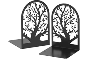 VFINE Tree Bookends 1 Pair, Black Metal Bookends for Shelves, Unique Decorative Book Ends for Book Shelves, Book Stopper to Hold Books, Book Organizer for Home Office