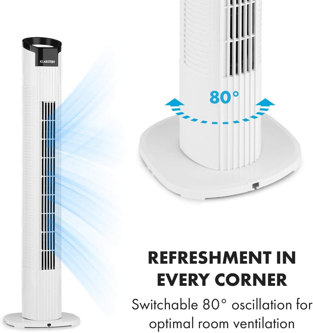Klarstein Mana Peak Column Fan Energy Saving Continuous Operation 50 W 3 Levels White Pedestal And Tower Fan Oscillation 80 Timer Up To 7 5 Hours Air Throughput 442 8 M H Fans Pedestal Fans Chefhouseresort Com Np