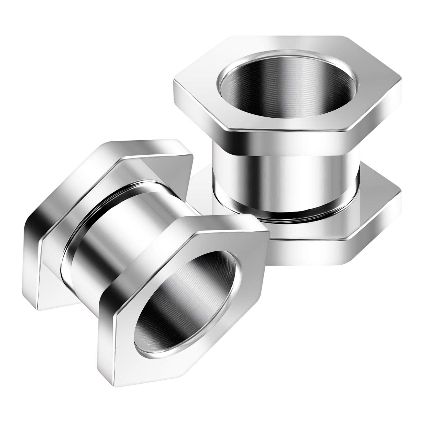 2PCS Surgical Steel 1/2 inch 12mm Flesh Hexagon Xcrew Nut Design Gauge Ear Plugs Tunnel Lobe Piercing Jewellery 5373