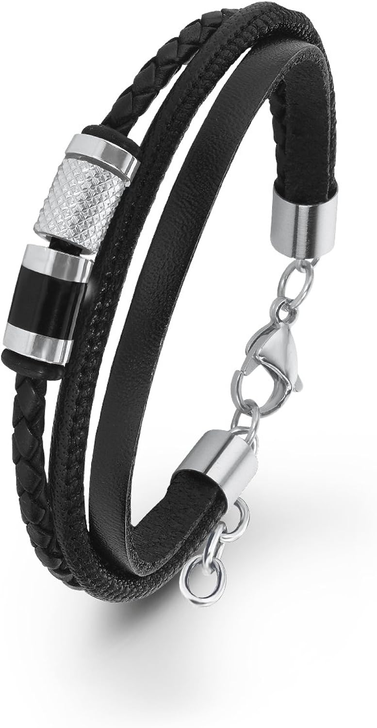 Leder-Armband Für Herren Mehrreihig – Mit Magnetverschluss, Surfer-Style + Geschenktüte